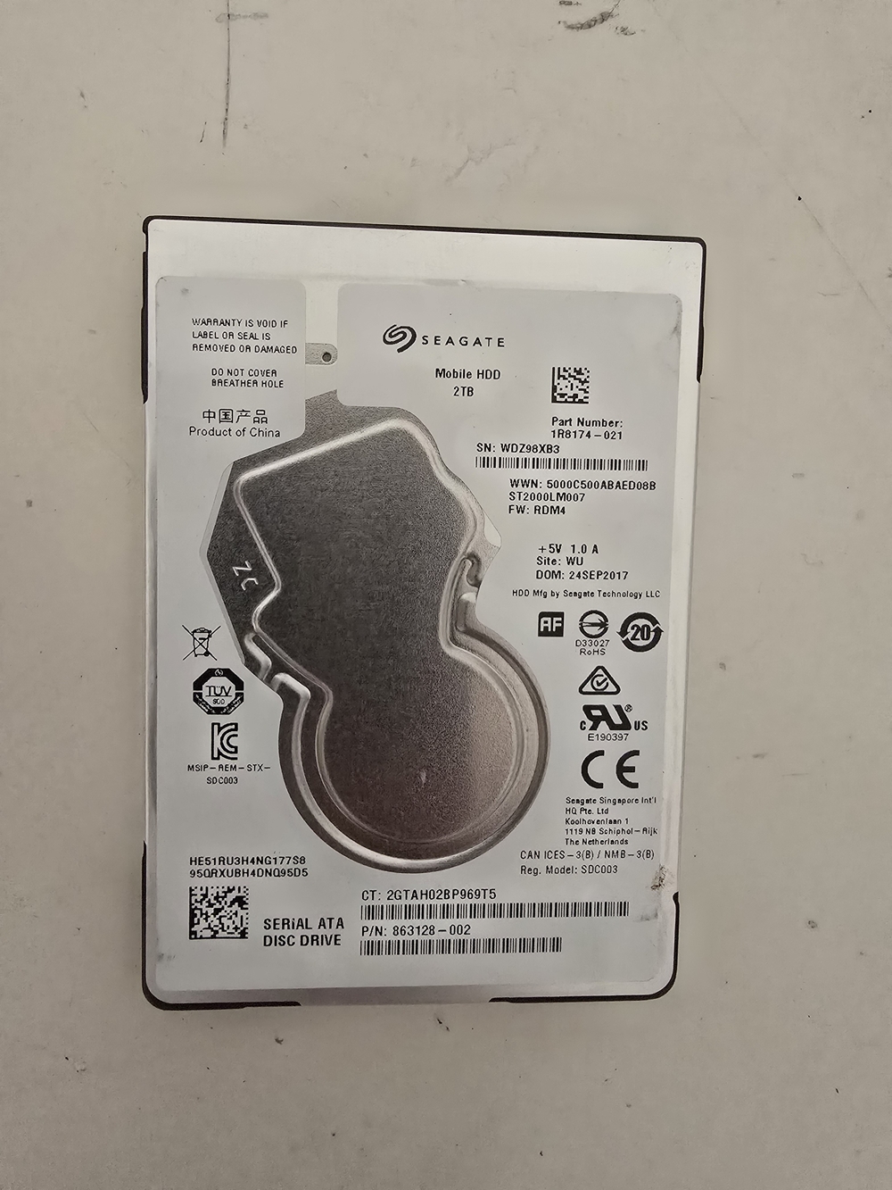 2TB Mobile HDD Seagate laptop HDD - Silver Internal Laptop Hard Drive